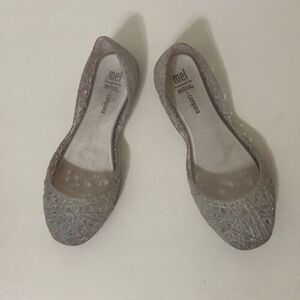 Mel Dreamed by Melissa + Campana Glitter Zig Zag Ballet Flats Girls Size 2